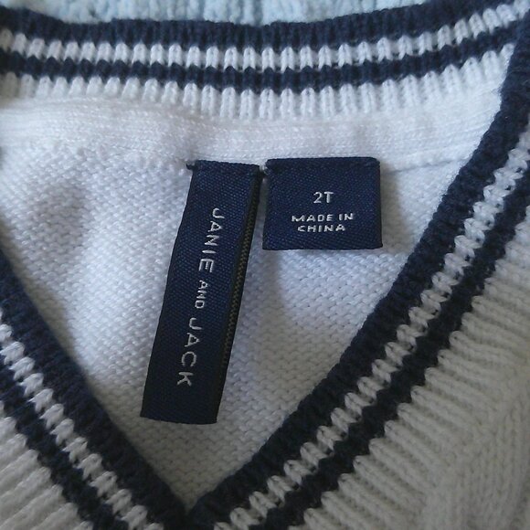 Janie and Jack Toddler Boys White Cable Knit Sweater Vest - Size 2T - EUC - Picture 3 of 5